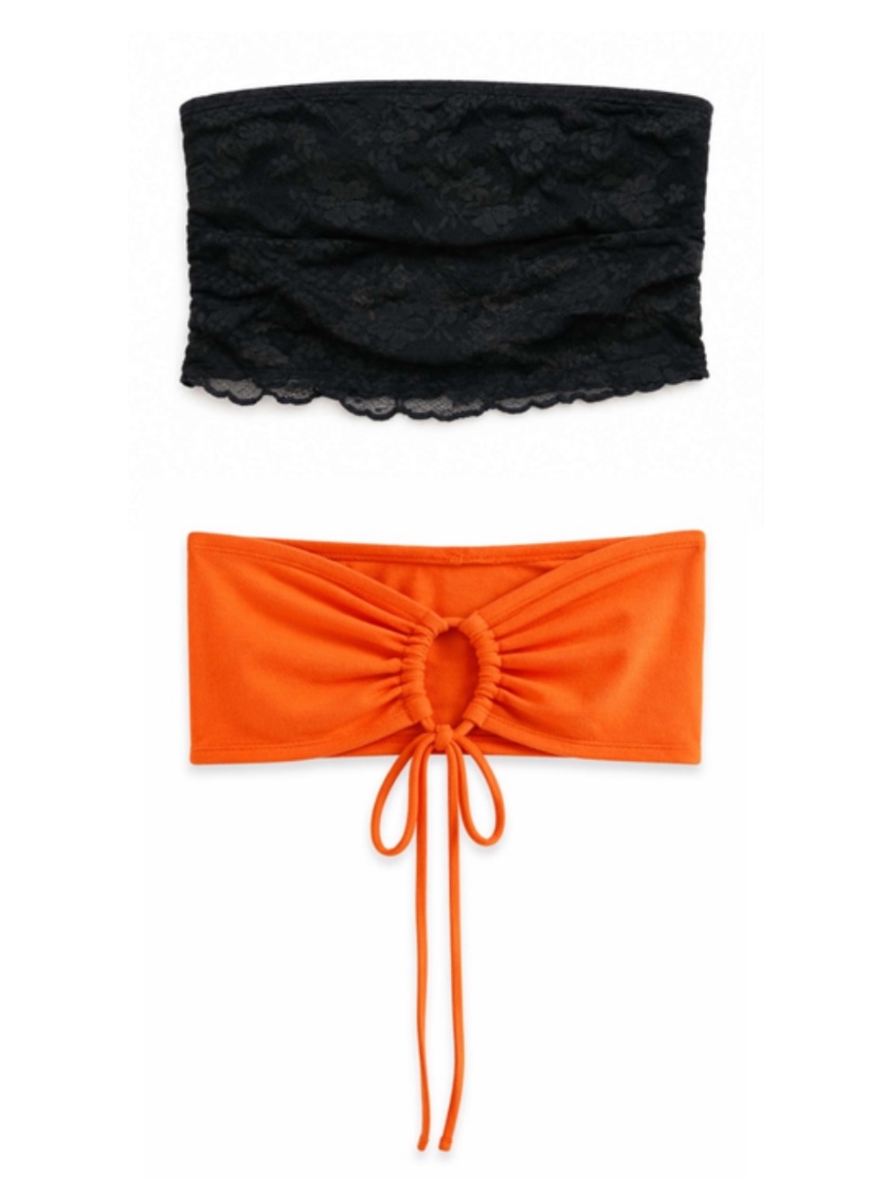 4/$20➡️ 2 Piece SHEIN Strapless Bandeau Bundle – Black/Orange – Size Small GUC
